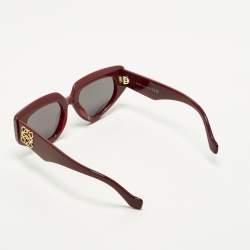 Pre Owned نظارة شمسية لويفي بورجوندي/أسود LW40160I عيون القطة نقش شعاري