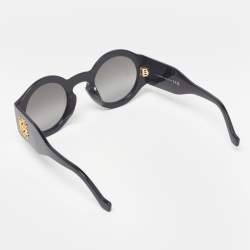 Pre Owned Loewe Black LW40081U Chunky Anagram Round Sunglasses