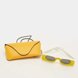 مملوكة مسبقًا Loewe Yellow/White LW400331 Paula's Ibiza Shigra Oval Sunglasses