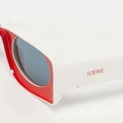 Pre Owned Loewe White/Red LW40033I Frame Rectangle Sunglasses