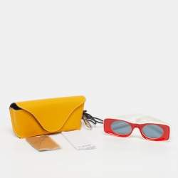 Pre Owned Loewe White/Red LW40033I Frame Rectangle Sunglasses