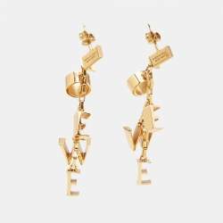 Pre Owned Loewe Logo Gold Plated Sterling Silver Earrings