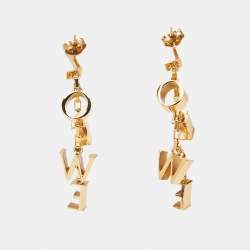 Pre Owned Loewe Logo Gold Plated Sterling Silver Earrings
