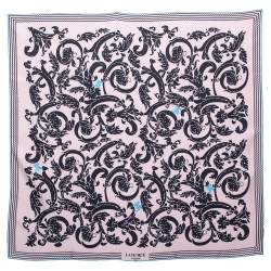 Pre Owned Loewe Pink & Black Floral Print Silk Scarf