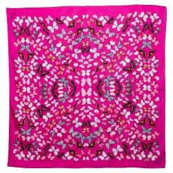 Pre Owned Loewe Magenta Butterfly Print Silk Scarf