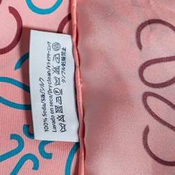 Loewe Pink Anangram Printed Silk Square Scarf 