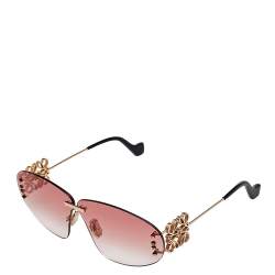 Pre Owned Loewe Gold Tone/ Pink Gardient LW40048U Rimless Sunglasses