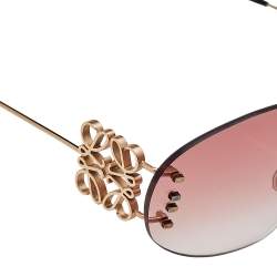 Pre Owned Loewe Gold Tone/ Pink Gardient LW40048U Rimless Sunglasses