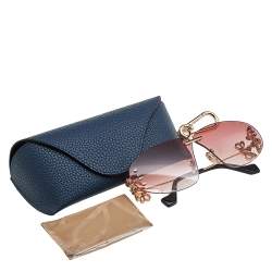 Pre Owned Loewe Gold Tone/ Pink Gardient LW40048U Rimless Sunglasses