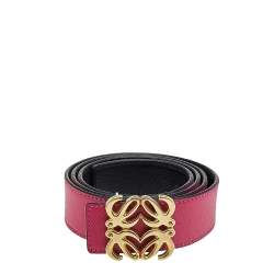 Pre Owned Loewe Pink/Black Leather Anagram Reversible Buckle Belt 85CM