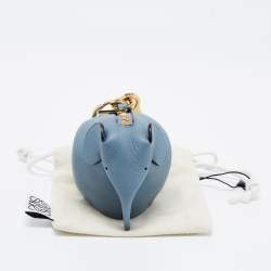 Pre Owned Loewe Blue Leather Elephant Purse Bag Charm