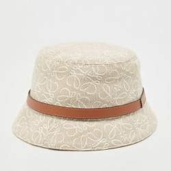 Pre Owned Loewe Beige Anagram Cotton Bucket Hat