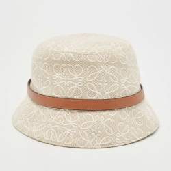 Pre Owned Loewe Beige Anagram Cotton Bucket Hat