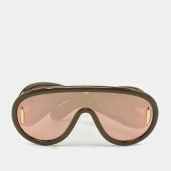 Loewe Khaki Green/Pink LW40108i Shield Sunglasses