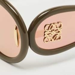 Loewe Khaki Green/Pink LW40108i Shield Sunglasses