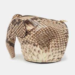 Loewe Beige Python and Leather Elephant Purse Bag Charm