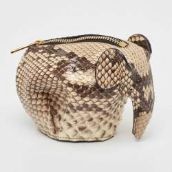 Loewe Beige Python and Leather Elephant Purse Bag Charm
