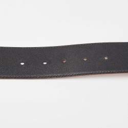 Pre Owned Loewe Black/Brown Leather Anagram Reversible Belt 85CM