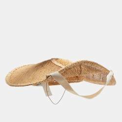 Pre Owned Loewe Beige Halo Woven Raffia Hat M