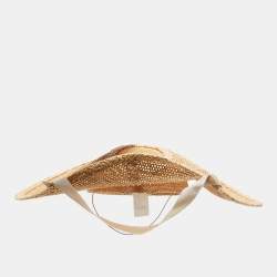 Pre Owned Loewe Beige Halo Woven Raffia Hat M