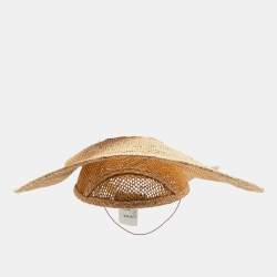 Pre Owned Loewe Beige Halo Woven Raffia Hat M