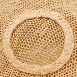 Pre Owned Loewe Beige Halo Woven Raffia Hat M