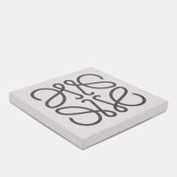 Loewe Cream Letters Jacquard Wool Blend Fringed Scarf