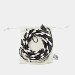 Pre Owned Loewe Black/White Leather Bag Strap