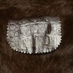 Loewe Brown Leather and Rabbit Fur Belted Jacket M