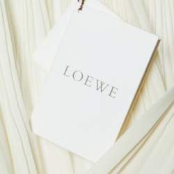 Pre Owned Loewe Off White Silk Embellished Sleeves Pleated Top M