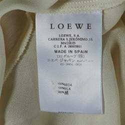 Pre Owned Loewe Off White Silk Embellished Sleeves Pleated Top M