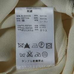 Pre Owned Loewe Off White Silk Embellished Sleeves Pleated Top M