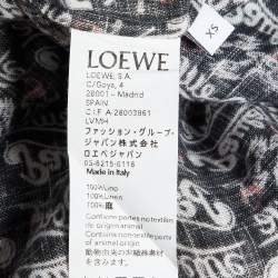 Pre Owned Loewe Navy Blue Printed Linen Collared T-shirt XS