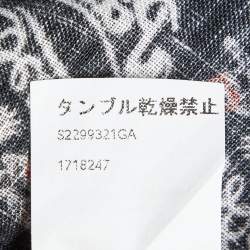 Pre Owned Loewe Navy Blue Printed Linen Collared T-shirt XS