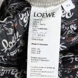 Pre Owned Loewe Navy Blue Printed Linen Culotte Pants XS