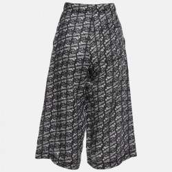 Pre Owned Loewe Navy Blue Printed Linen Culotte Pants XS