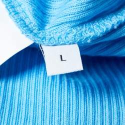 Pre Owned Loewe Blue Cotton Rib Knit Anagram Embroidered Tank Top L 