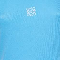 Pre Owned Loewe Blue Cotton Rib Knit Anagram Embroidered Tank Top L 