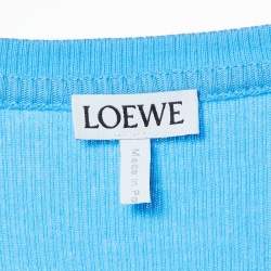 Pre Owned Loewe Blue Cotton Rib Knit Anagram Embroidered Tank Top L 