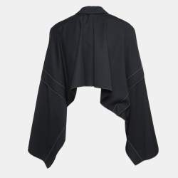 Pre Owned Loewe Black Gabardine Button Front Poncho Top S