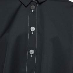 Pre Owned Loewe Black Gabardine Button Front Poncho Top S