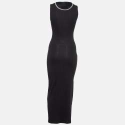 Loewe Black Rib Knit Anagram Fitted Midi Tank Dress S