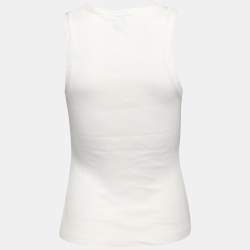 Pre Owned Loewe White Rib Knit Anagram Tank Top M