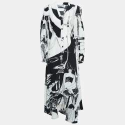 Loewe White Printed Smocked Sleeve Maxi Dress S