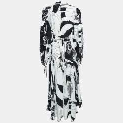Loewe White Printed Smocked Sleeve Maxi Dress S