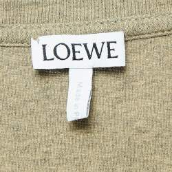 Pre Owned Loewe Green Logo Embroidered Cotton Tank Top S