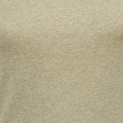 Pre Owned Loewe Green Logo Embroidered Cotton Tank Top S