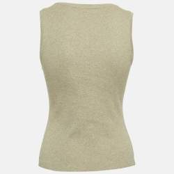 Pre Owned Loewe Green Logo Embroidered Cotton Tank Top S