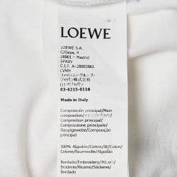 Pre Owned Loewe White Embroidered Cotton Knit Round Neck T-Shirt S