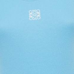 مملوكة مسبقًا Loewe Blue Anagram Embroidered Rib Knit Tank Top M